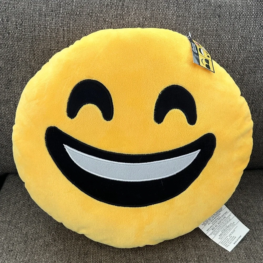 Smiling Yellow Emoji Accent Pillow